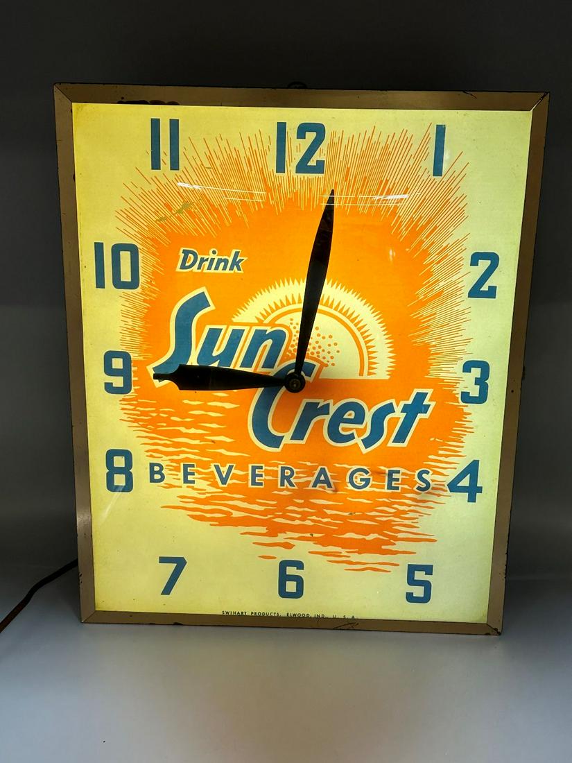 Sun Crest Beverages Advertising Light Up Sign and Clock (1 of 8)