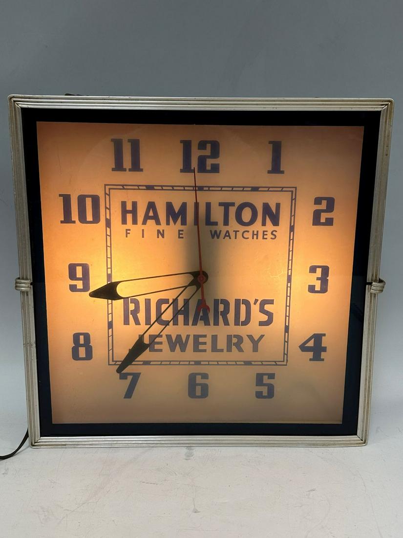 Hamilton Fine Watches Light Up Advertising Sign and Clock (1 of 6)