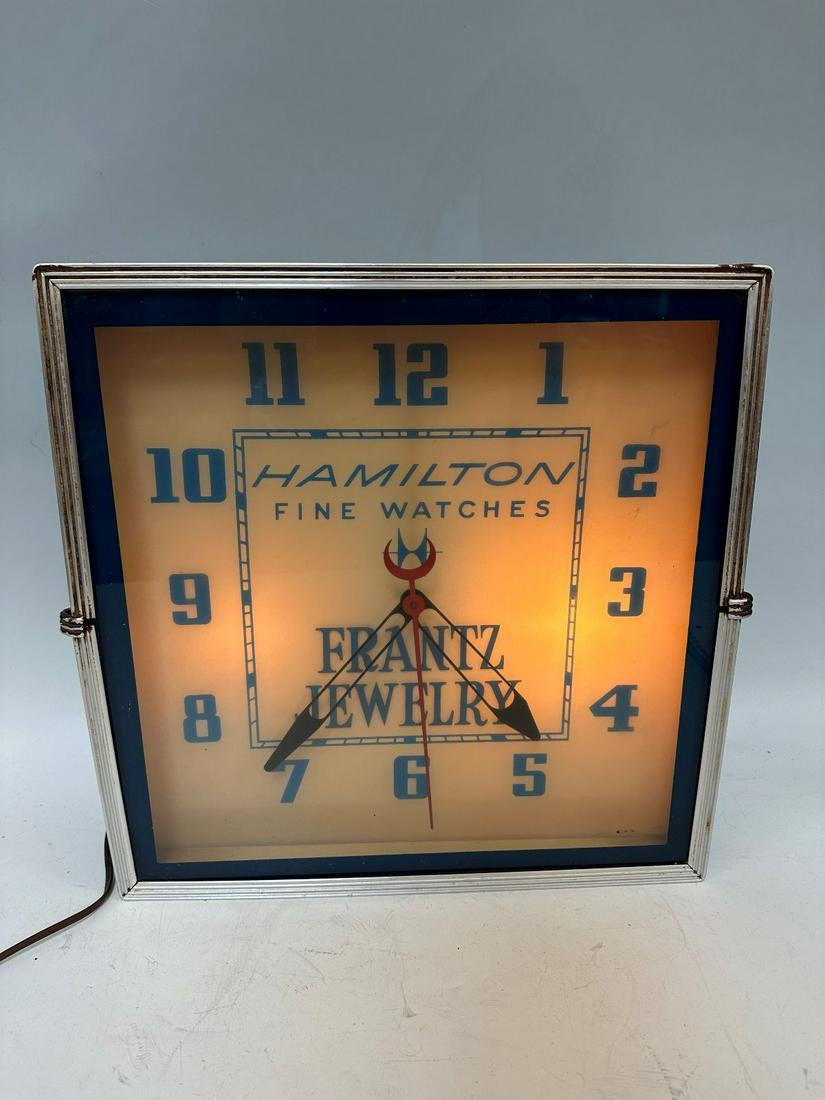 Hamilton Fine Watches Light Up Advertising Sign and Clock (1 of 7)