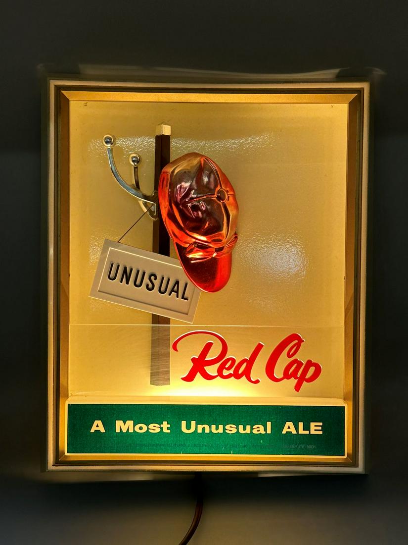 Red Cap "A Most Unusual Ale" Carling Brewing Co. Light up 3-D Advertising Sign (1 of 5)