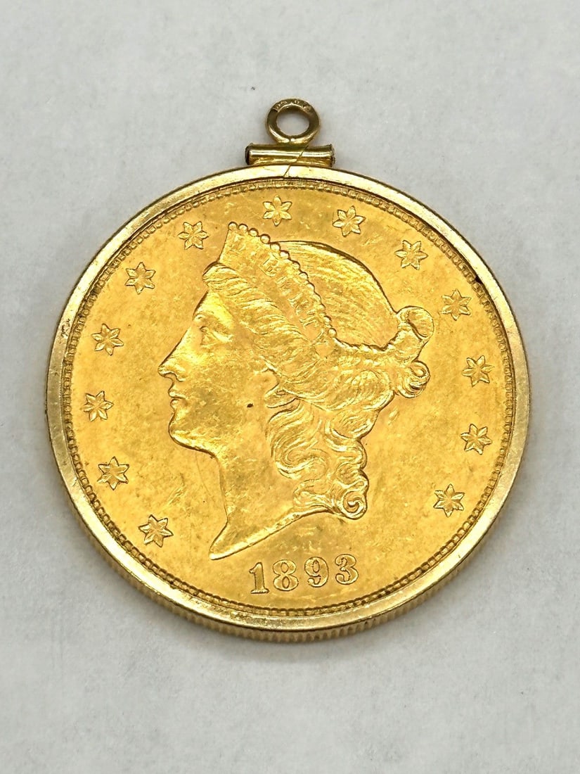 1893-S Liberty Twenty Dollar $20 Gold Double Eagle Coin Pendant (1 of 5)