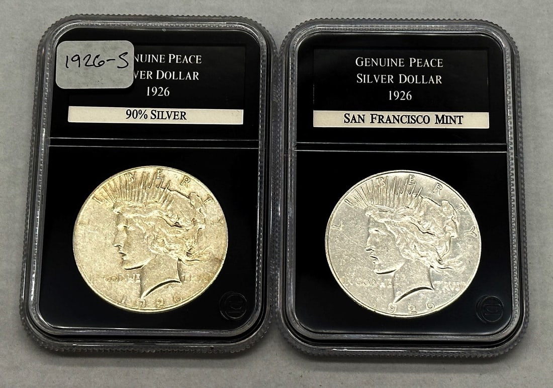 (2) Peace Silver Dollars PCS Stamps & Coins (1 of 2)