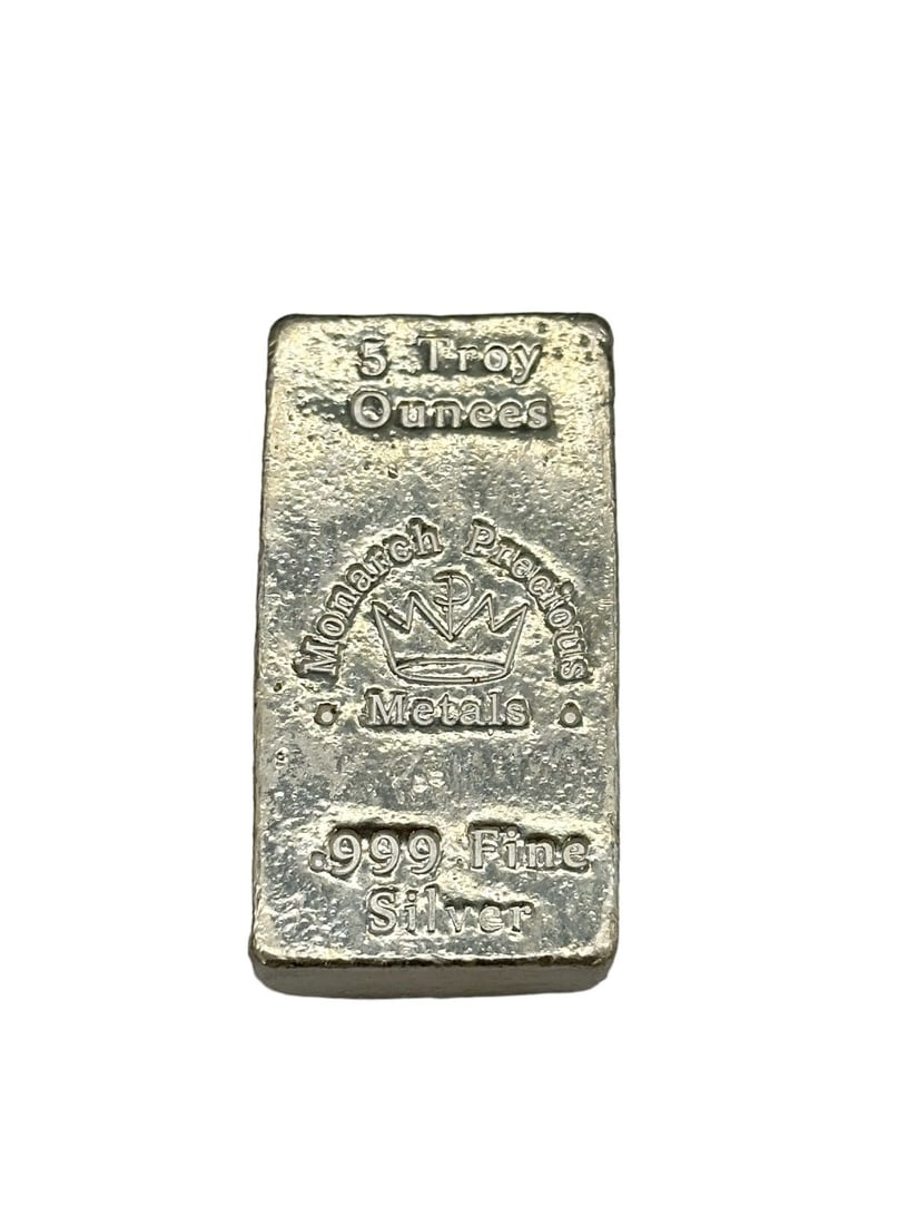 Silver Bullion Bar (5) Troy Ounces .999 Fine Silver (1 of 2)