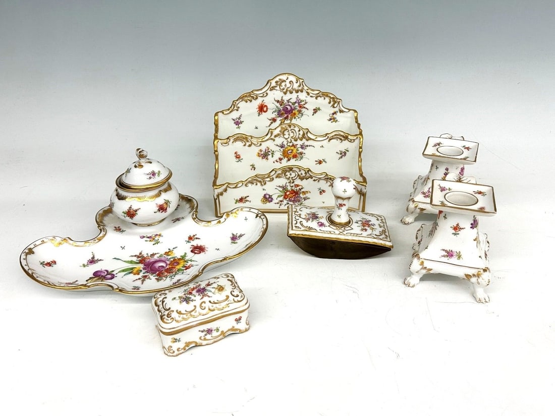 Dresden Porcelain Hand Painted Desk Set (1 of 7)