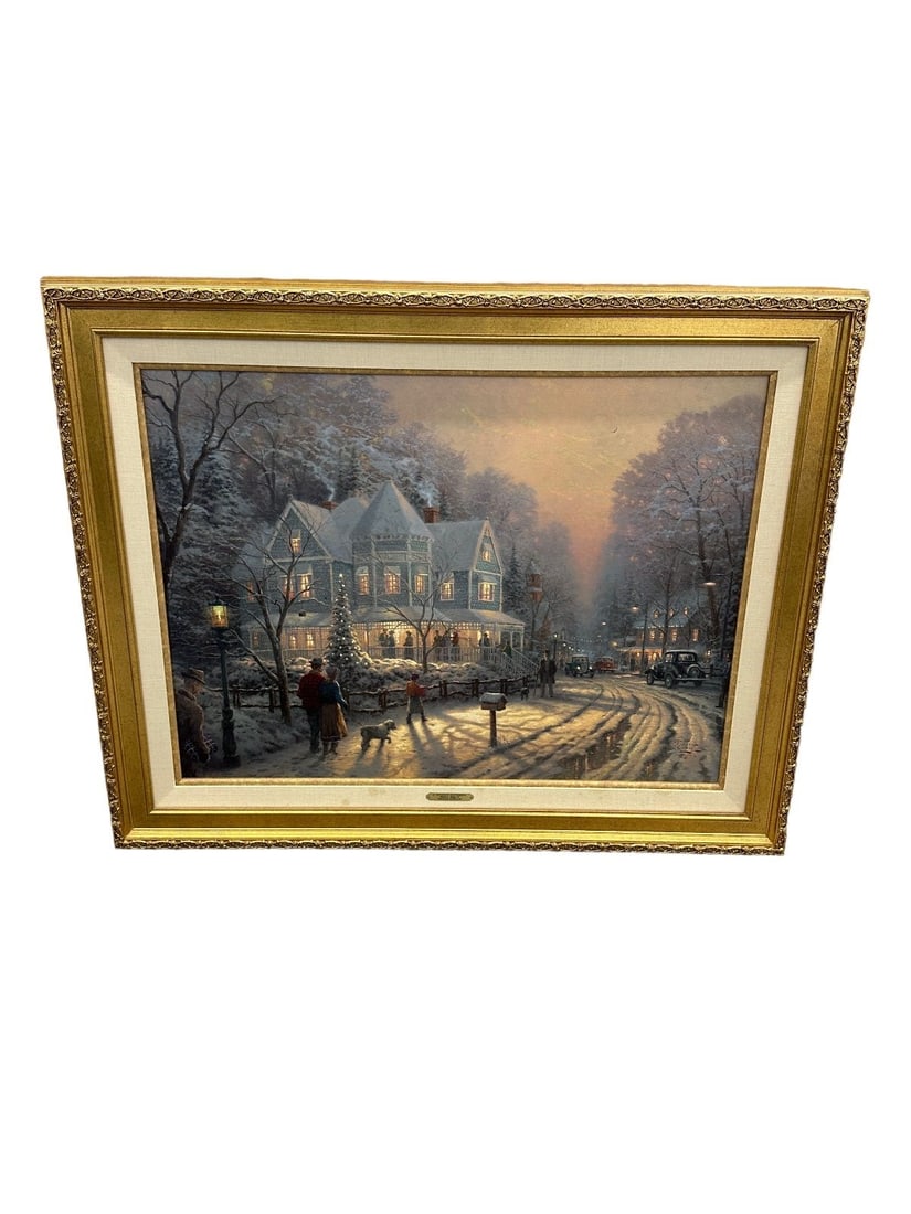 Thomas Kinkade "A Holiday Gathering" Signed and Numbered on Canvas (1 of 5)