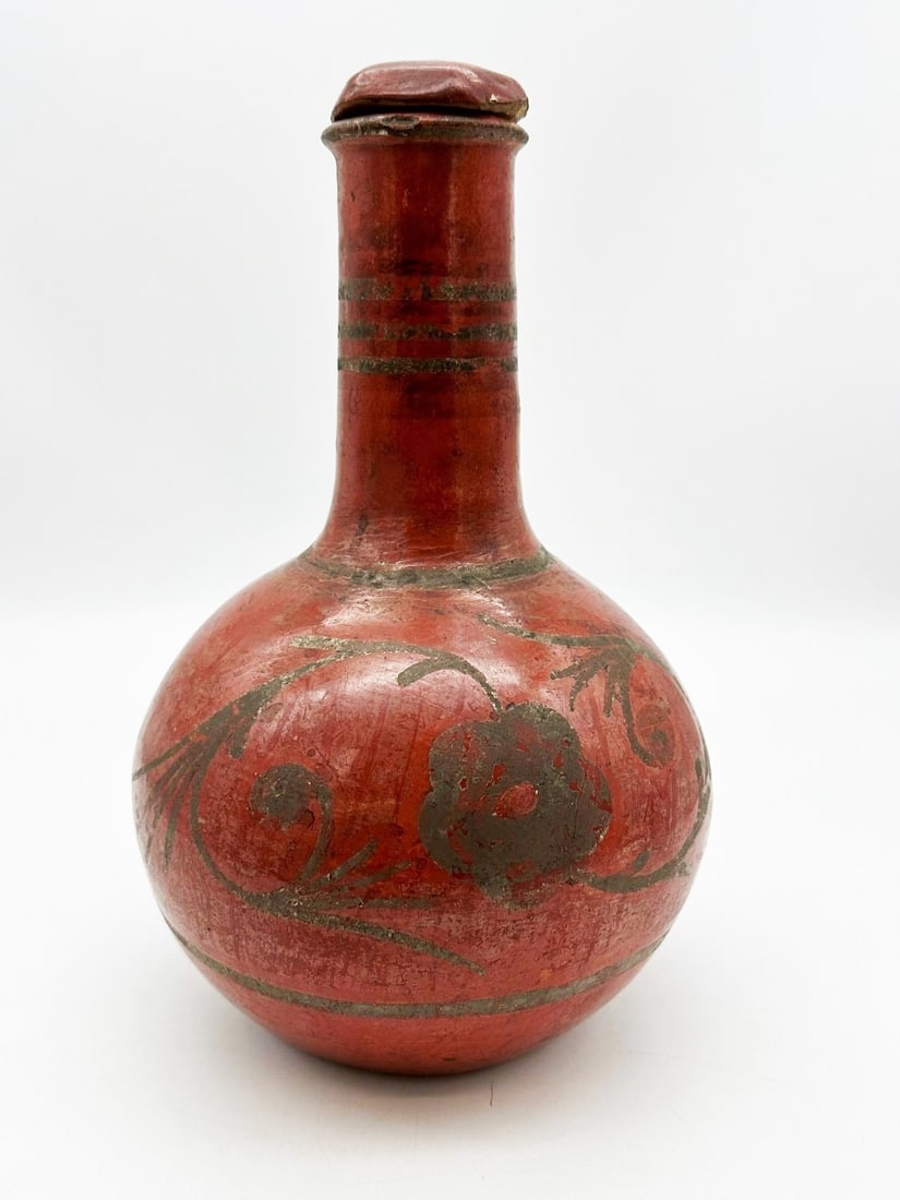 Slip Painted Red Ware Vessel With Lid Probably Pre-Columbian, Mexican (1 of 10)