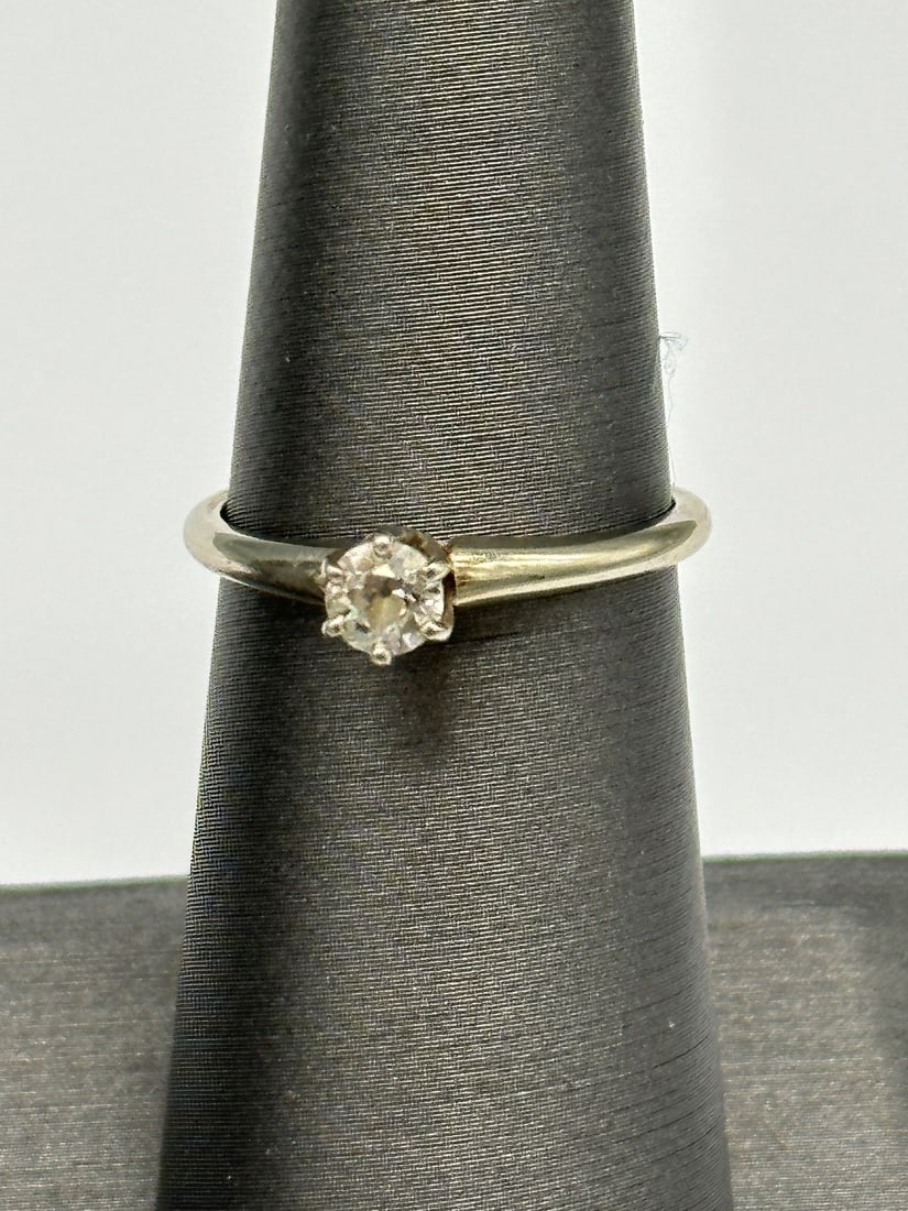 14k White Gold Solitaire Diamond Ring (1 of 2)