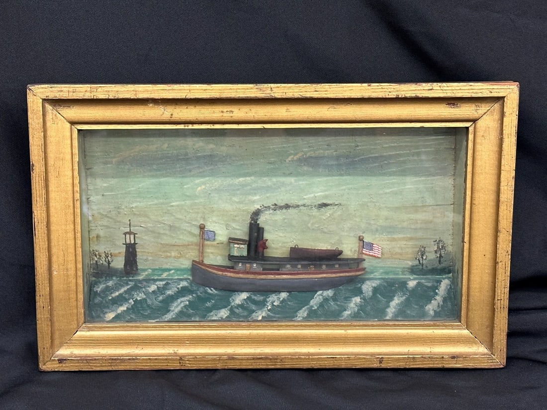 After William Spahn 19th Century Shadowbox Diorama American Ship (1 of 7)
