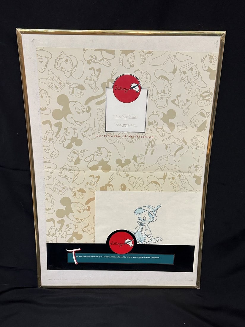 2001 Artist Signed Pinocchio Drawing Signed by David Scott Smith: 2001 Artist Signed Pinocchio Drawing Signed by David Scott Smith: With poster and COA, measures 30.25 x 20.25".