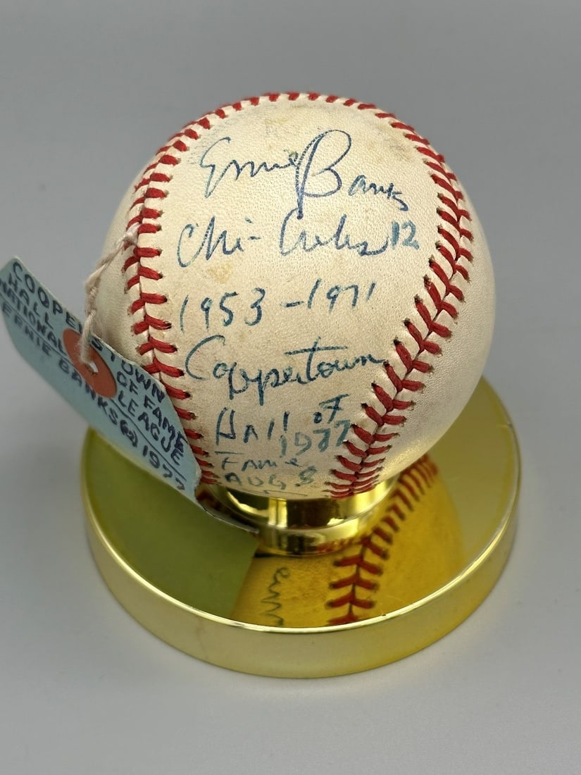 Ernie Banks Dual Signed American League Baseball (1 of 4)