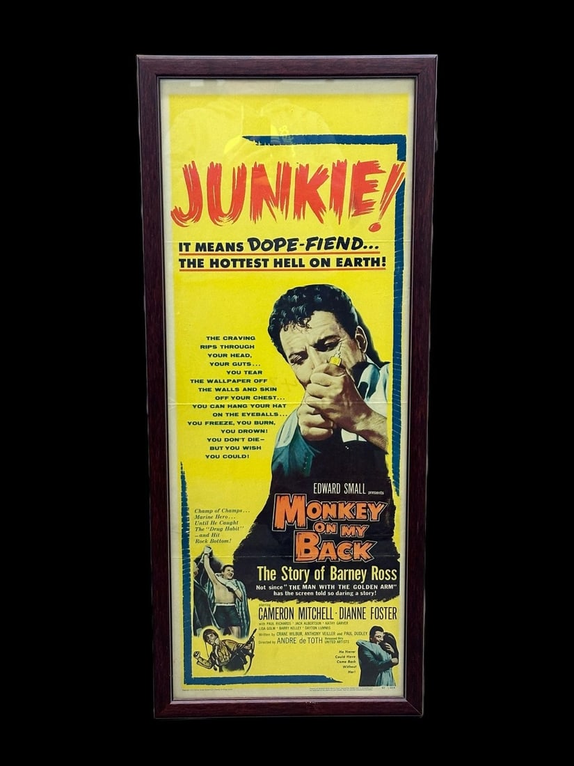 1957 Movie Insert Poster "Monkey on My Back" Cameron Mitchell (1 of 5)