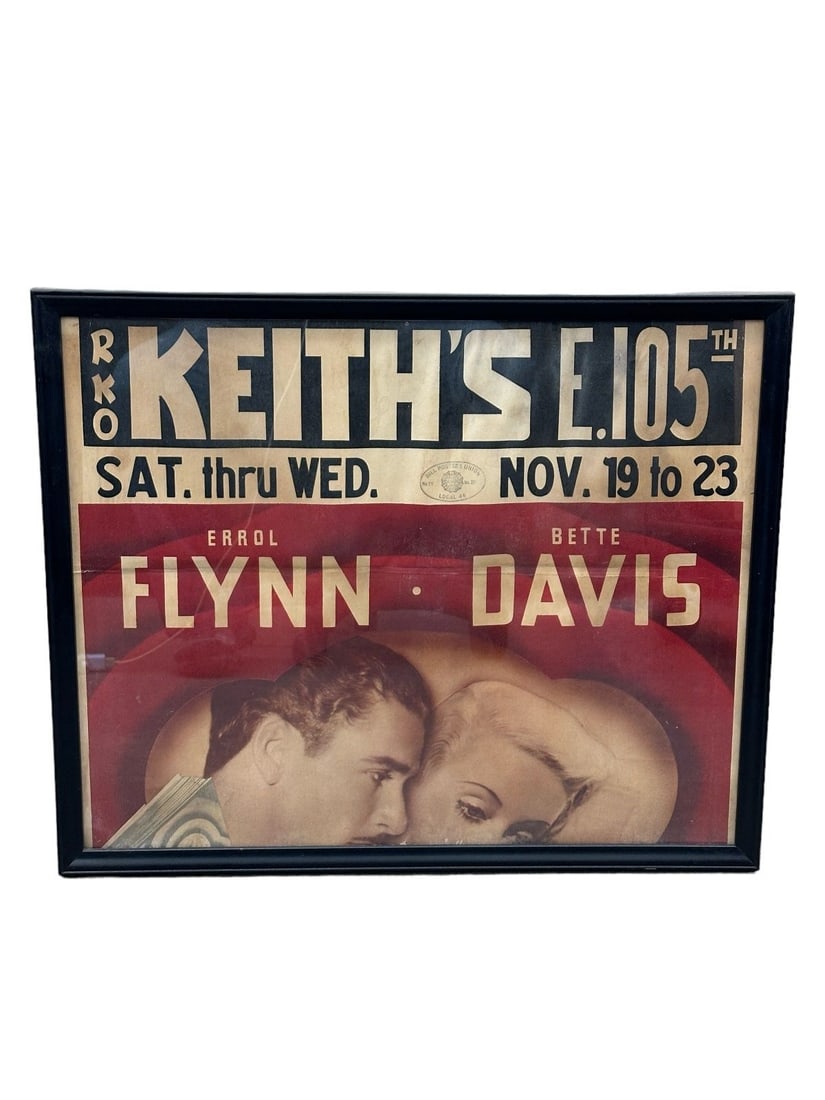 Section of Movie Poster "The Sisters" Erroll Flynn and Bette Davis (1 of 3)