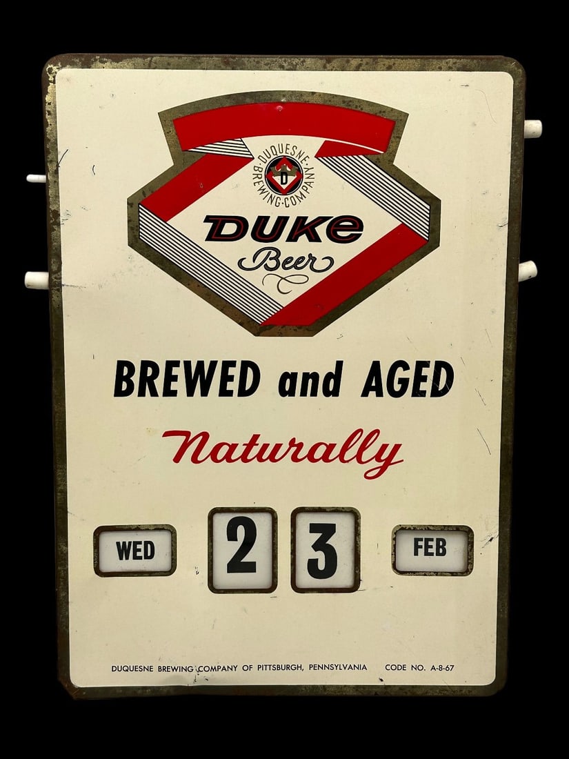 Duke Beer Duquesne Brewing Co. Metal Advertising Calendar Sign (1 of 6)