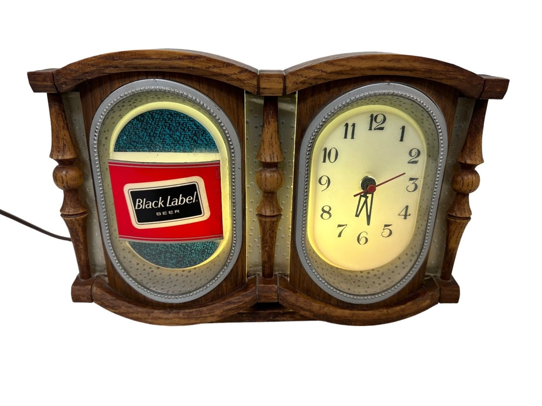 Carling's Black Label Beer Advertising Light Up Sign and Clock (1 of 6)
