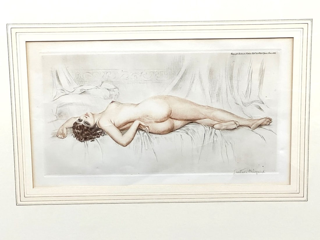 Gustave Brisgand Hand Tinted Engraving 1939 (1 of 5)