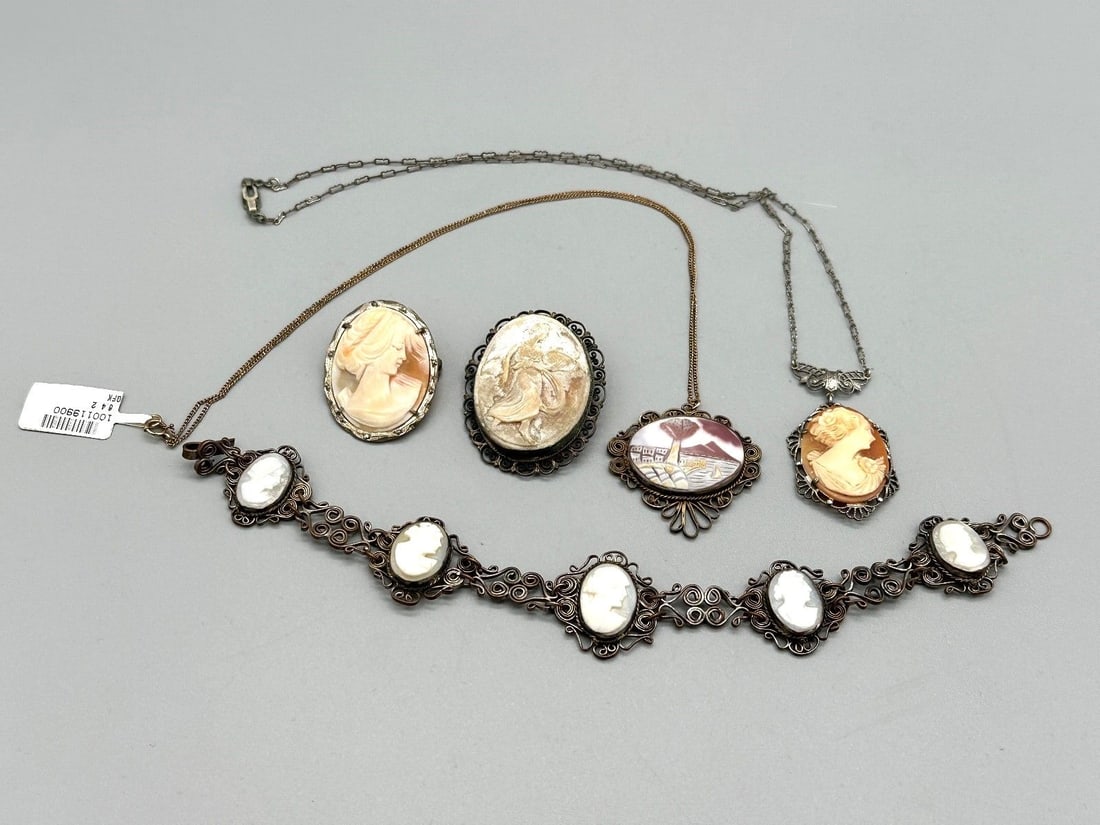 Art Deco Genuine Cameo Sterling Silver Jewelry (1 of 4)