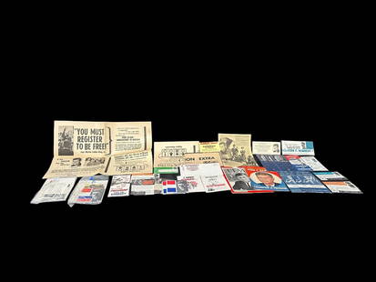 Large Group of John F. Kennedy Campaign Ephemera With Rare Sealed Packets: Large Group of John F. Kennedy Campaign Ephemera With Rare Sealed Packets: 2 packages still in baggies with sticker, pennant. Incredible collection of paper sent out to delegates, future voters for Ke