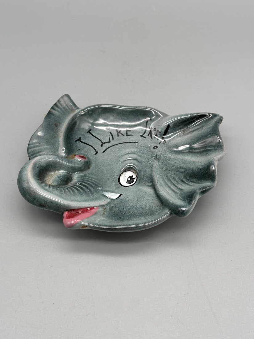 1953 "I Like Ike" Elephant Political Porcelain Wall Hanger/Ashtray: I Like Ike Elephant Political Porcelain Wall Hanger: Measures 6.5".