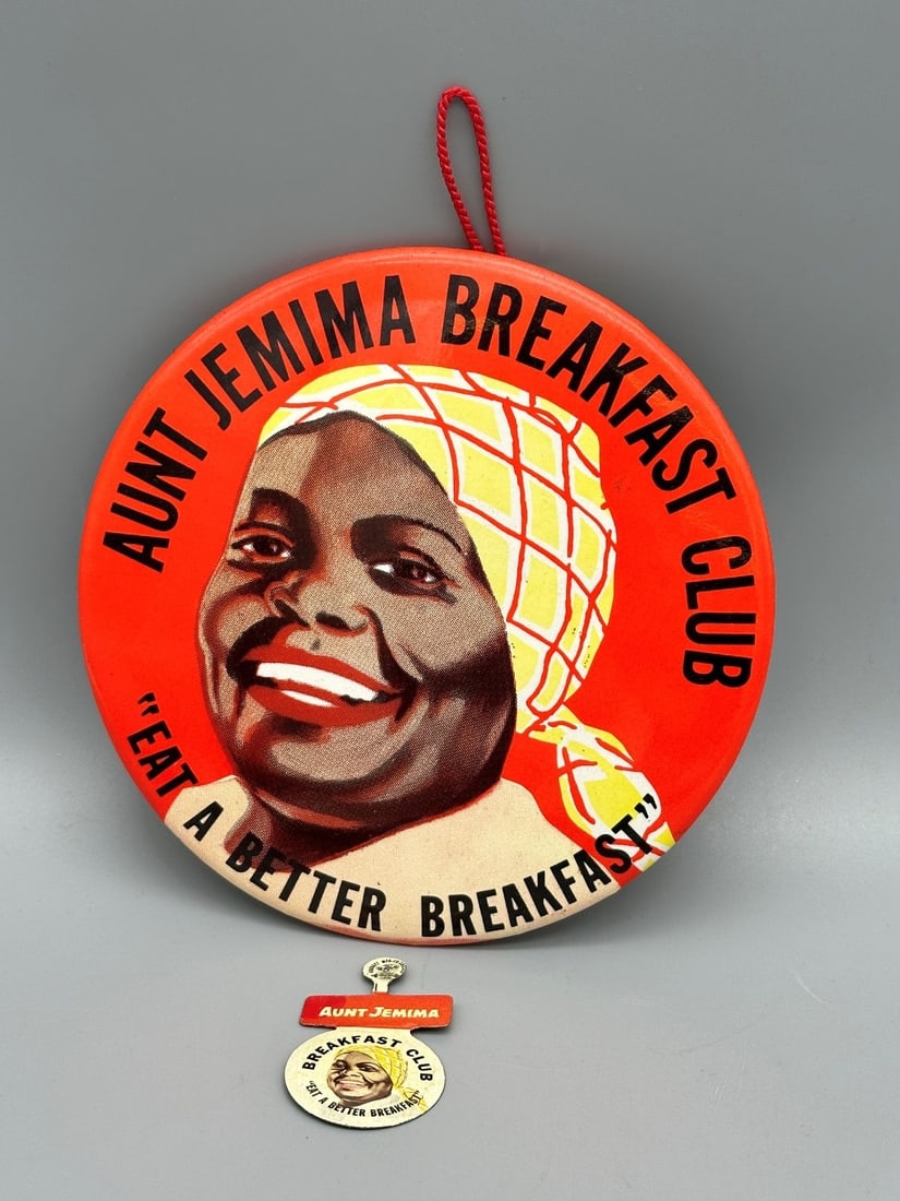 Aunt Jemima Breakfast Club Button and Pin: Aunt Jemima Breakfast Club Button and Pin: Button measures 6" in diameter.