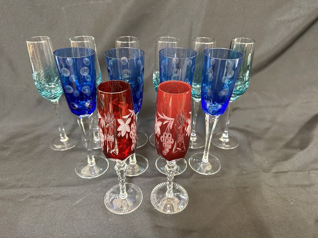 (12) Colored Champagne Glasses (1 of 4)
