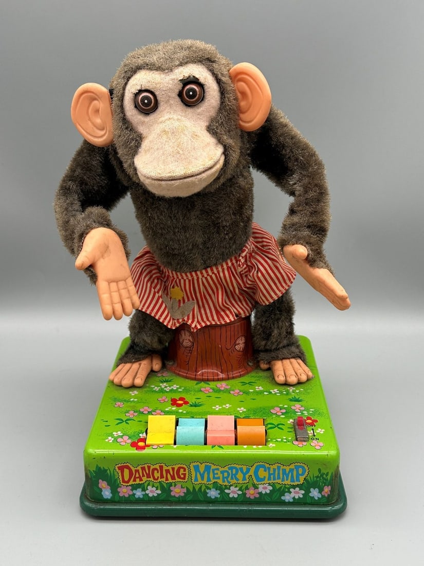 Dancing Merry Chimp Battery Operated Toy: Dancing Merry Chimp Battery Operated Toy: Made in Japan measures 11.5" tall. There is no box.