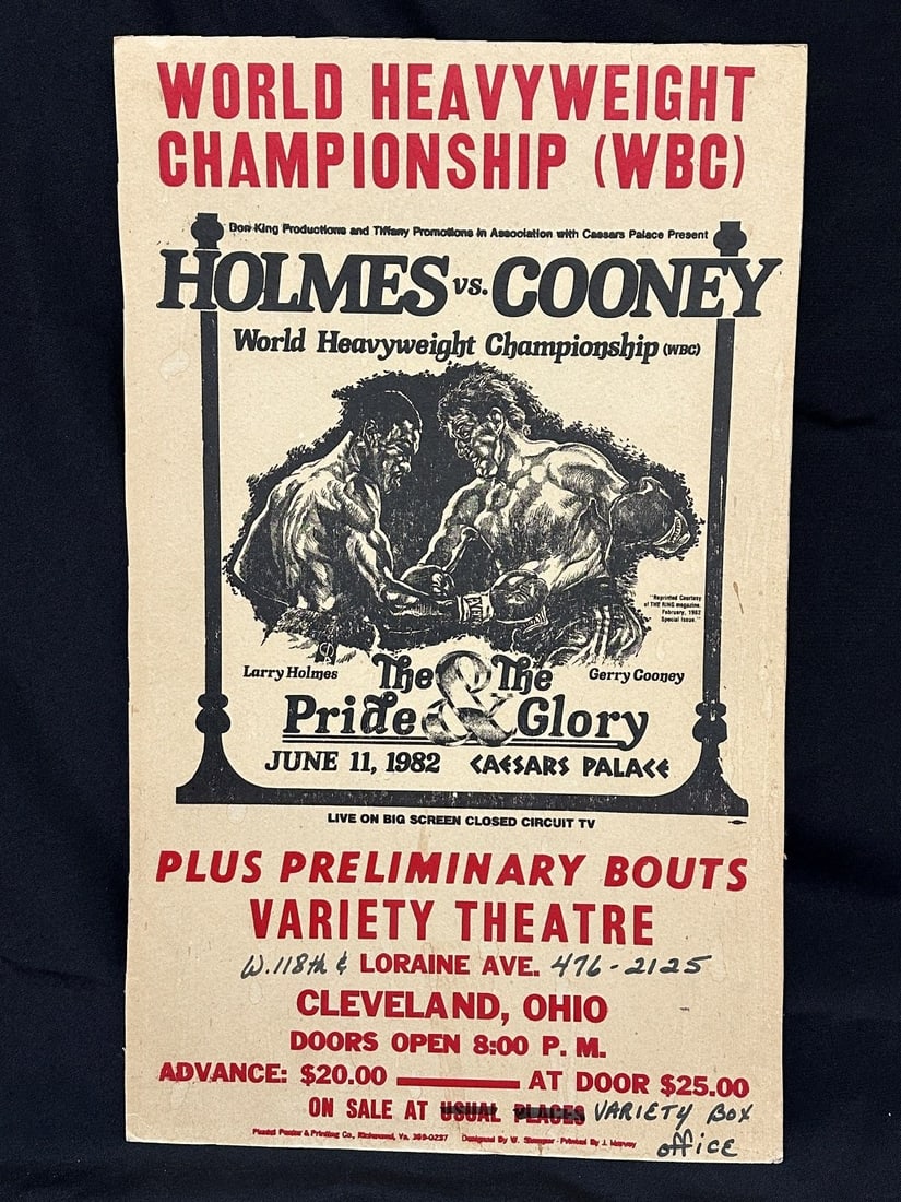 1982 Larry Holmes vs. Gerry Clooney Heavyweight Boxing Match at Caesar's Palace Cleveland Poster (1 of 6)