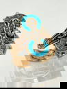 14k Yellow Gold 1800's Victorian English Memorial Turquoise and Pearl Ring