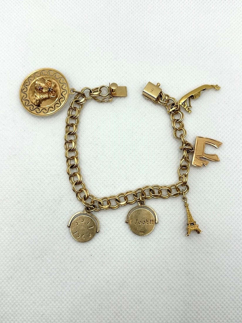 14k Gold Bracelet with 9k, 14k, 18k Charms (1 of 4)
