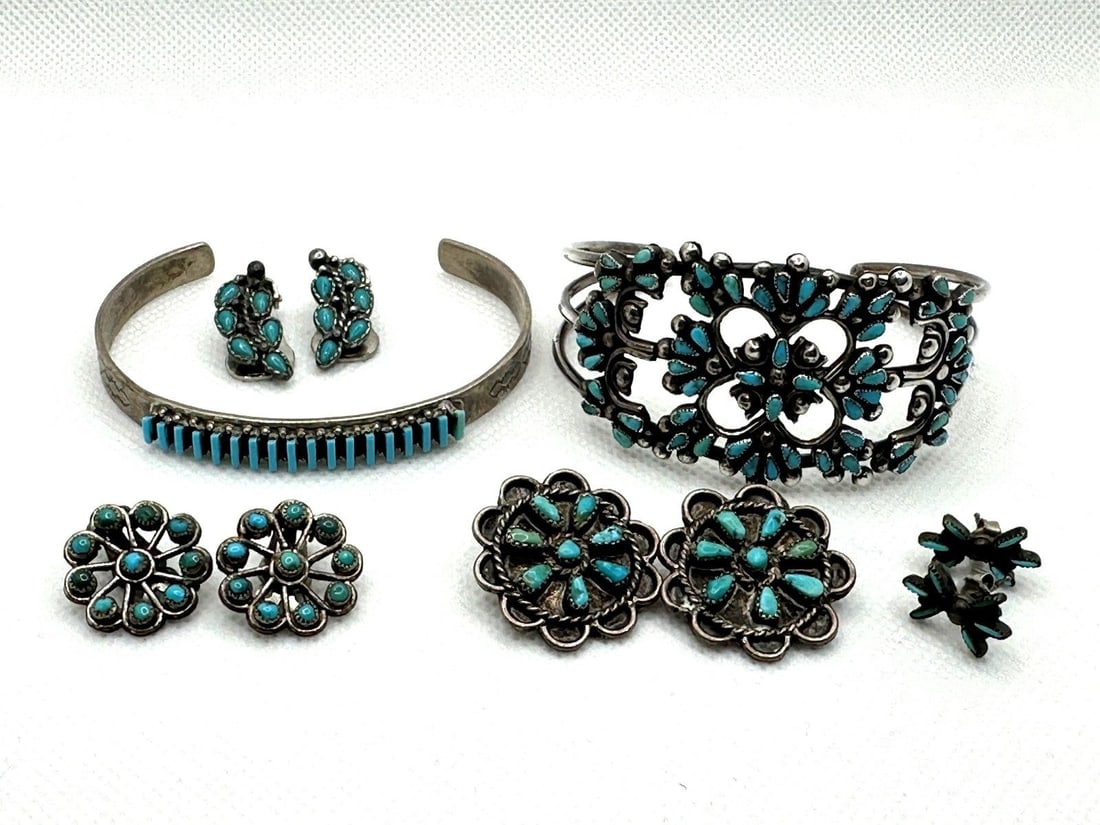 Native American Zuni Sterling Silver Turquoise Jewelry (1 of 5)