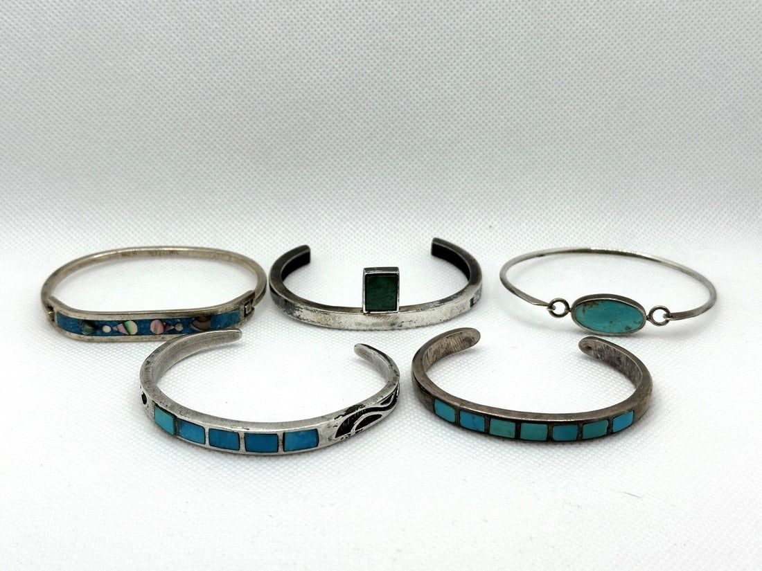 (5) Southwest/Other Sterling Silver Turquoise Cuff Bracelets (1 of 6)