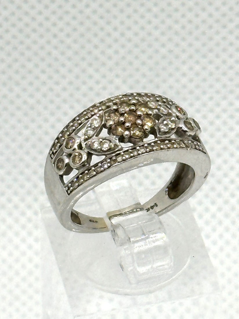 14k Yellow Gold Chocolate/Brown and Clear Diamonds Ring (1 of 3)