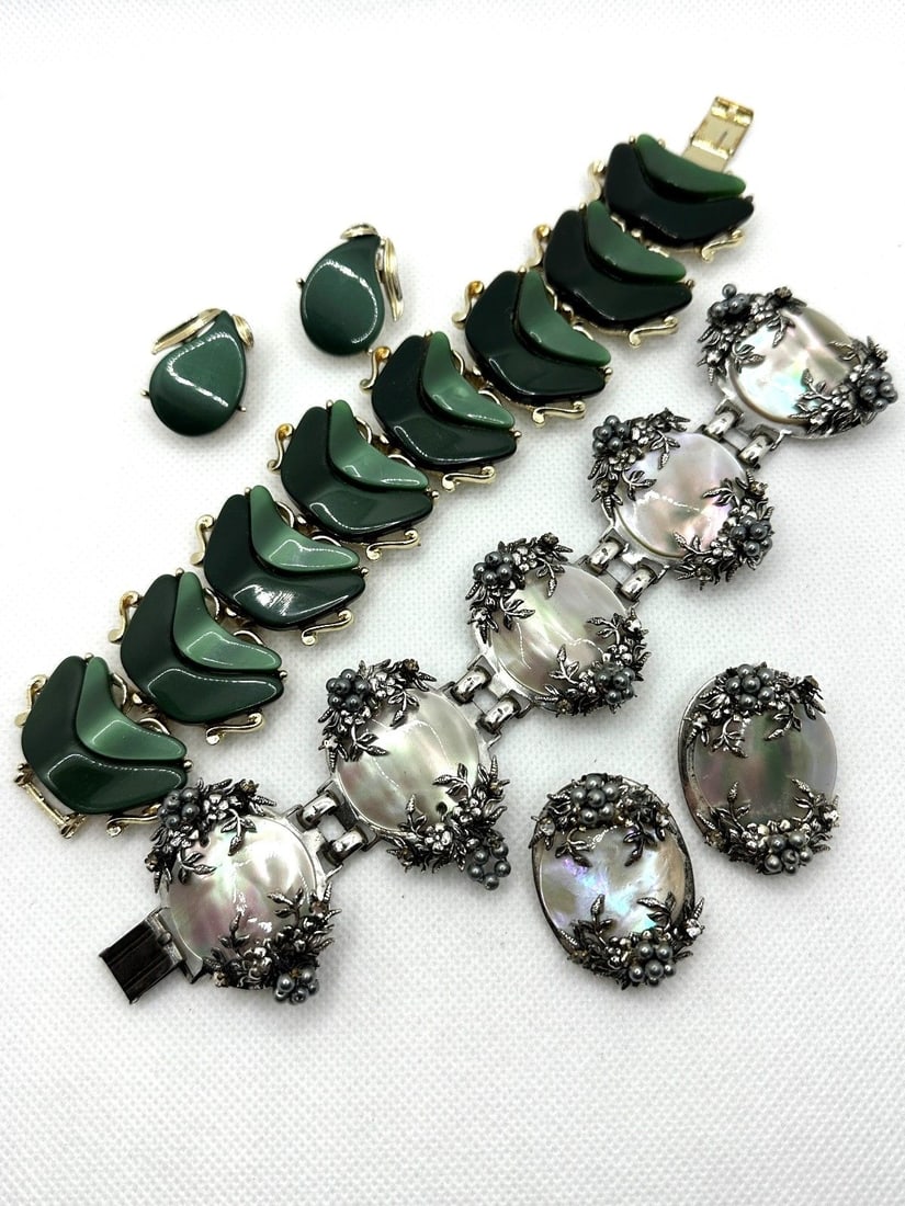 1960's Thermoset Jewelry Suites; Bracelet, Earrings Coro, Lisner Style (1 of 3)