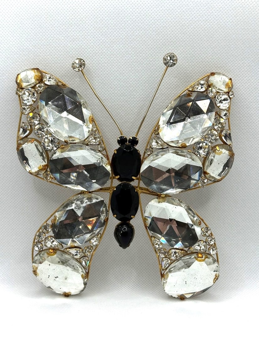 Kenneth Jay Lane Oversize Rhinestone Butterfly: Kenneth Jay Lane Oversize Rhinestone Butterfly: Measures 6.25" tall, with rhinestones.