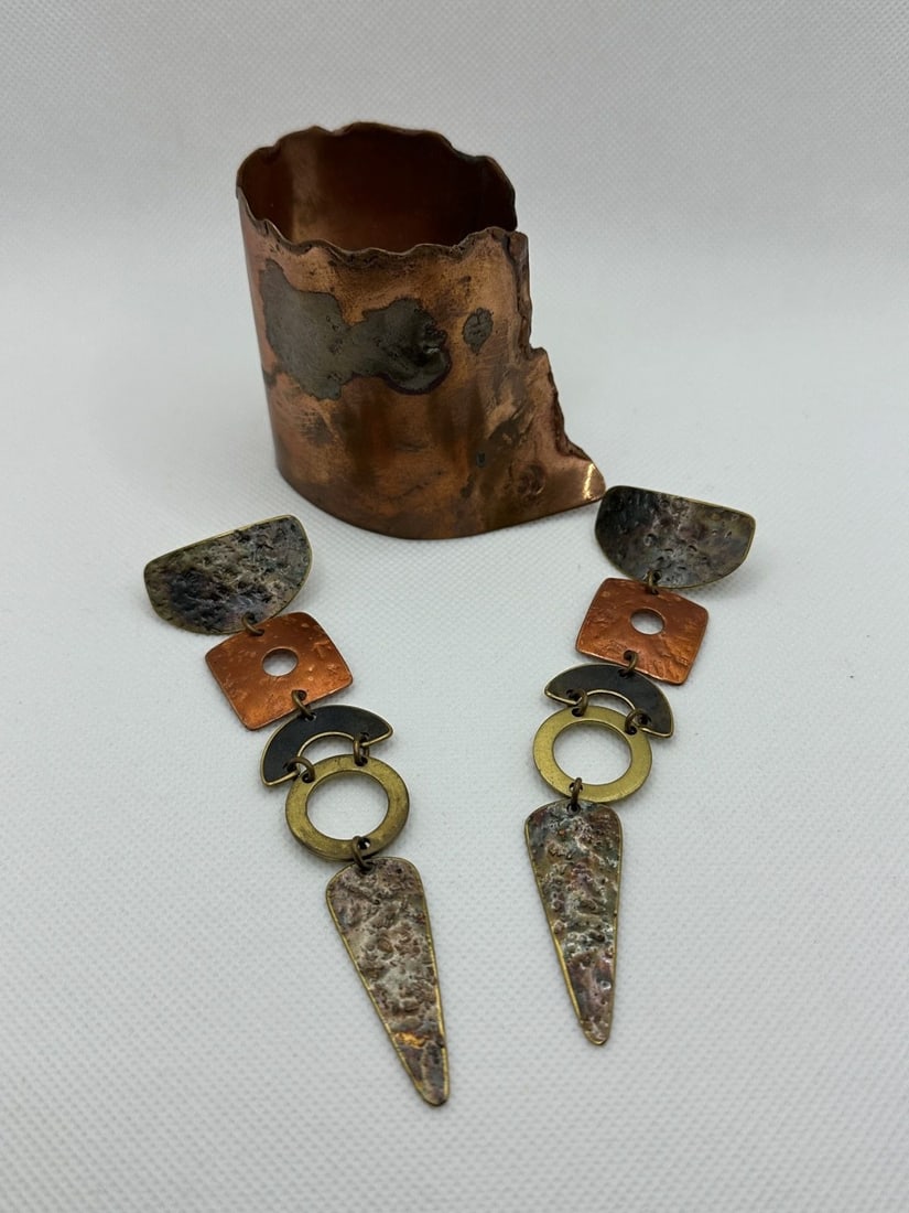 Artisan Hand Made Copper Bracelet and Earring Set (1 of 4)