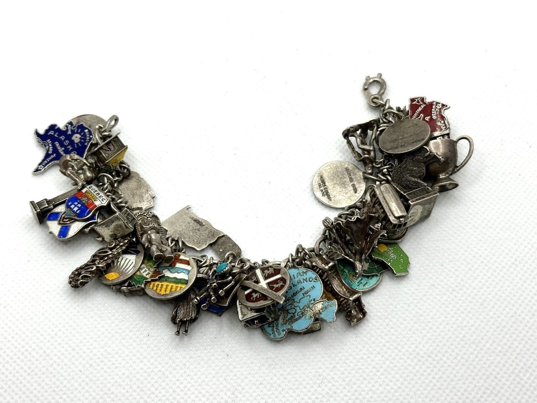 Sterling Silver Charm Bracelet With 41 Sterling Charms (1 of 10)