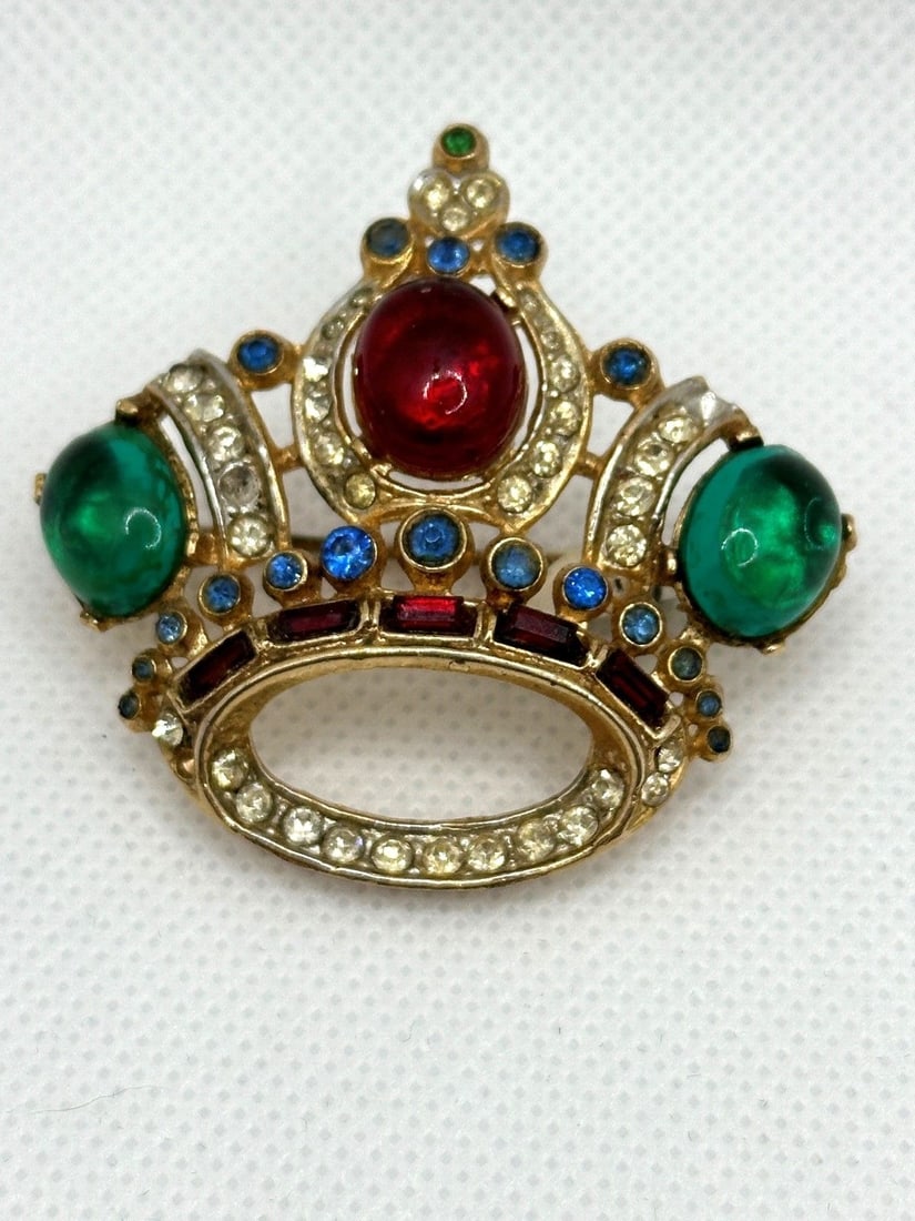 Coro Jelly Belly Crown Brooch: Coro Jelly Belly Crown Brooch:
