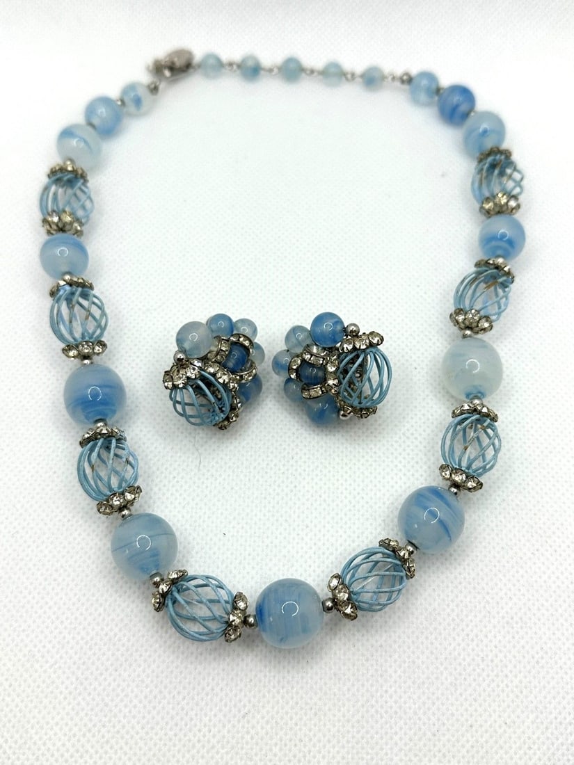 Vendome Glass Cage Ball Beads Necklace and Matching Earrings (1 of 4)