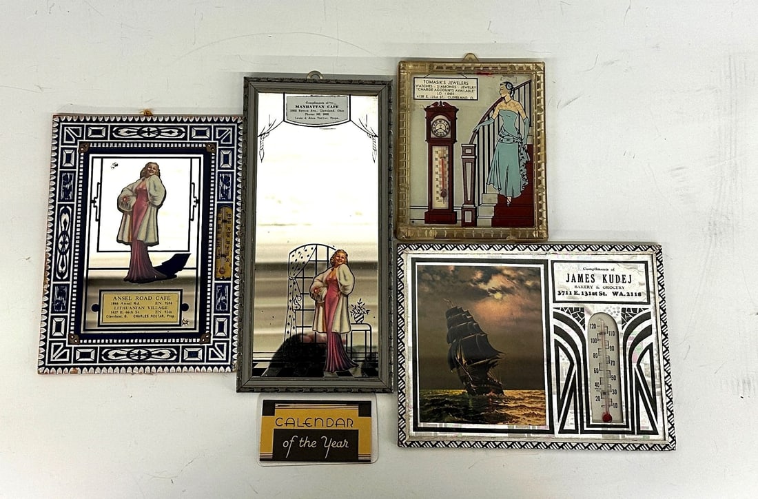 (4) Art Deco Style Advertising Thermometers (1 of 7)