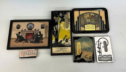 (5) Vintage Silhouette Advertising Thermometers