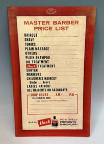 Hask Master Barber Price List In Store Advertising Cardboard Sign