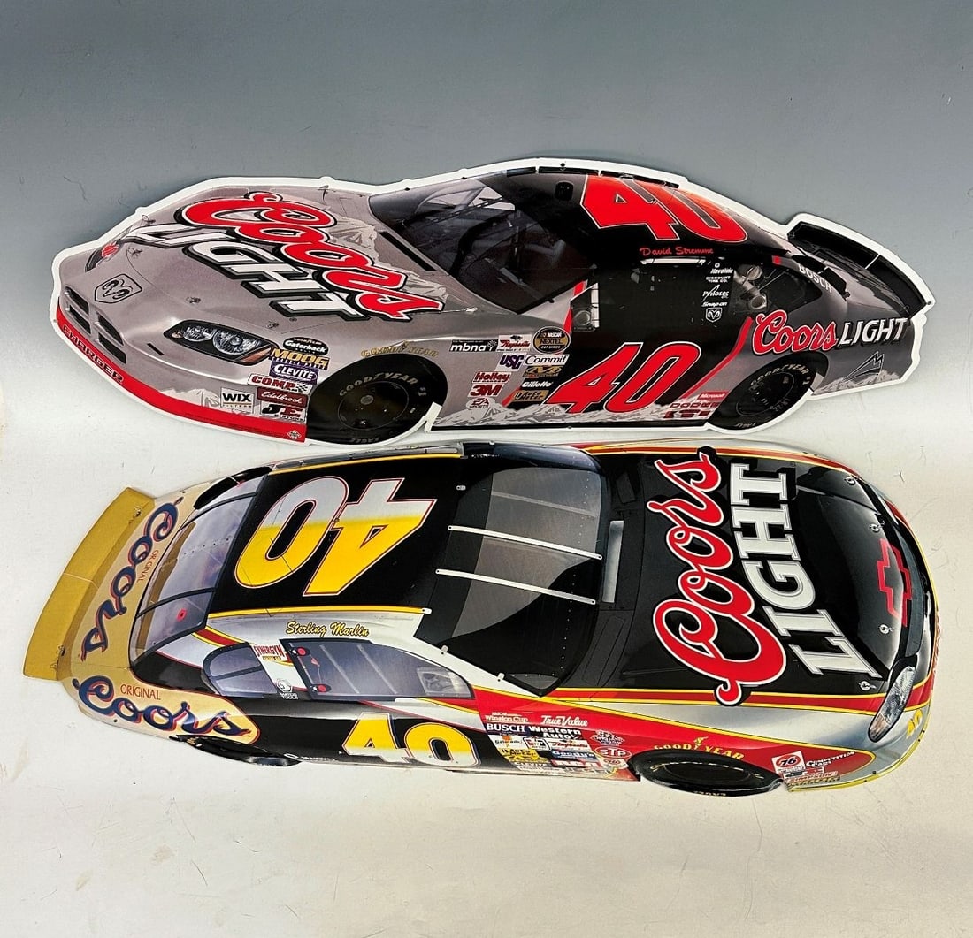(2) Coors Light Beer Metal Racing Signs David Stremme & Sterling Marlin (1 of 9)