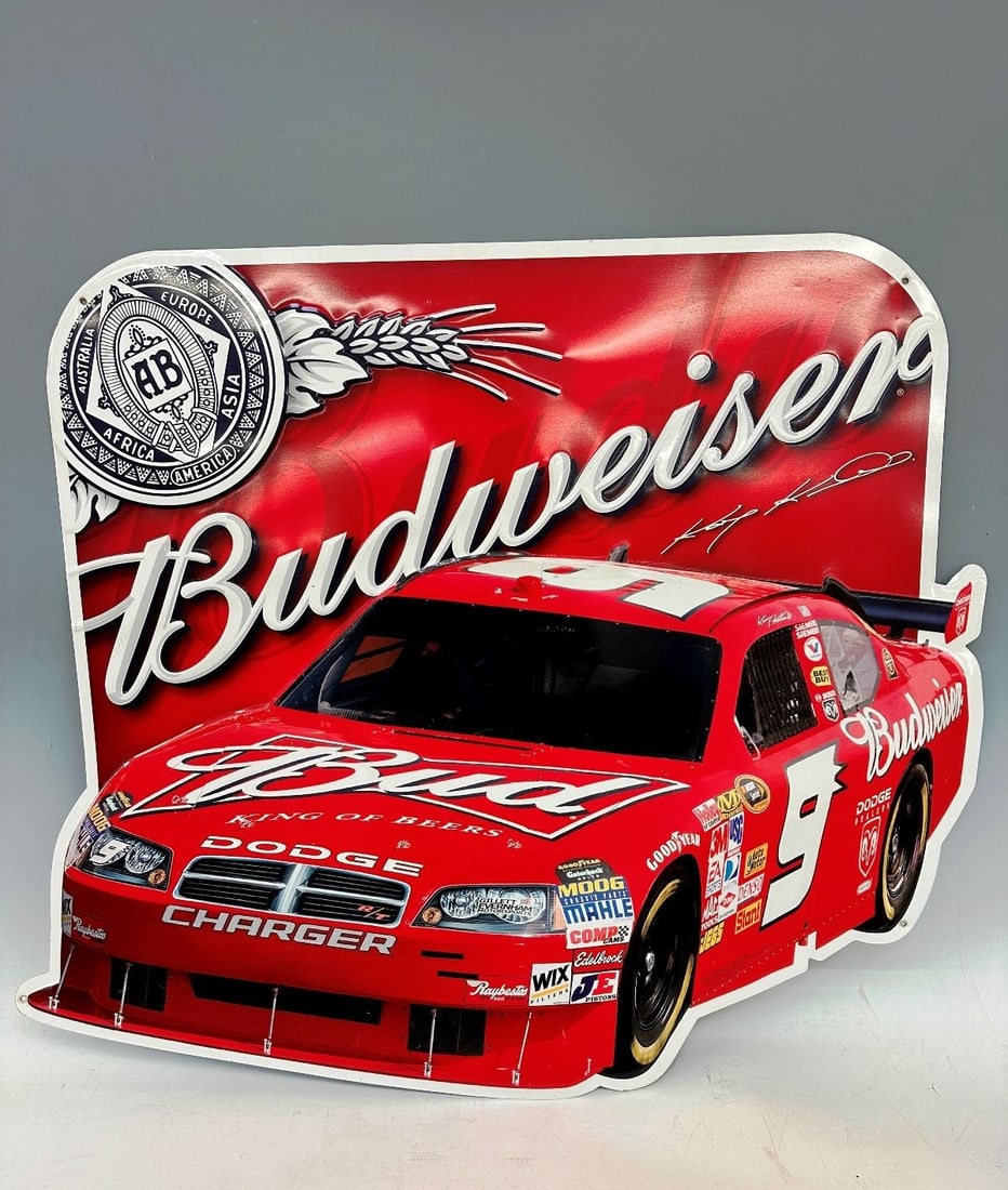 2009 Budweiser Beer Dodge Charger Metal Racing Sign Kasey Kahne (1 of 6)