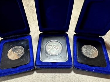 (3) Uncirculated Silver 1871- 1971 Bristish Columbia Canada Dollars