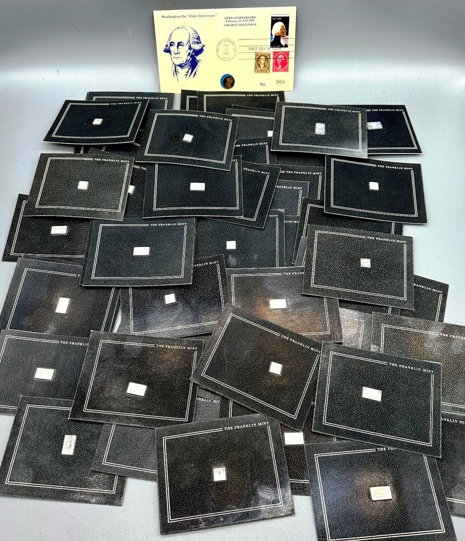 (48) Sealed Car Collection Mini-Ingots from The Franklin Mint & FDC with 14k Gold Piece (1 of 6)