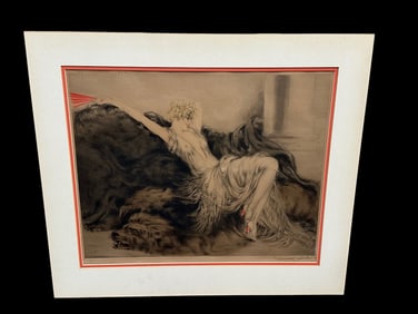 Louis Icart (1888-1950) Etching "Laziness/Paresse" 1925