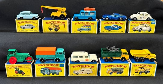 (10) Lesney Matchbox Cars in Original Boxes MINT