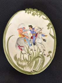 Gebruder Heubach Germany Cowboy and Indian Bisque Plaque