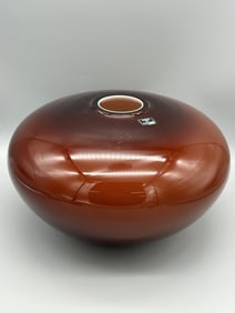 Made in Poland Cased Squat Art Glass Vase