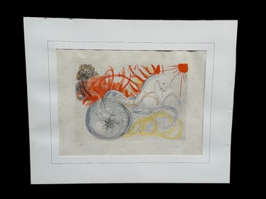 Salvador Dali "Elijah and the Chariot" Etching in Colors E/A Artist Proof