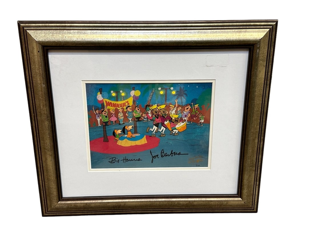 Hanna-Barbera Original Signed Production Cel "Fender Bender 500" Huckleberry Hound Signed by Both (1 of 6)